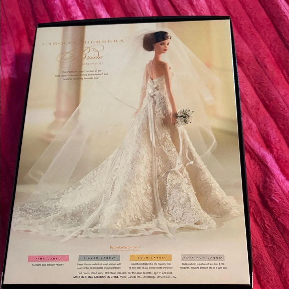 Barbie Carolina Herrera Bride White and Gold Collector Doll Box - Picture 5 of 7